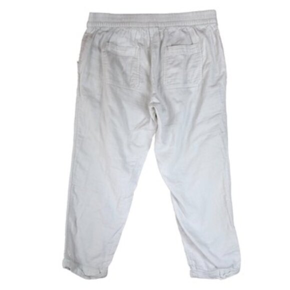 Old Navy Safari Pants White L Slouchy Coastalcore Gauzy Cotton Cropped - Picture 2 of 9